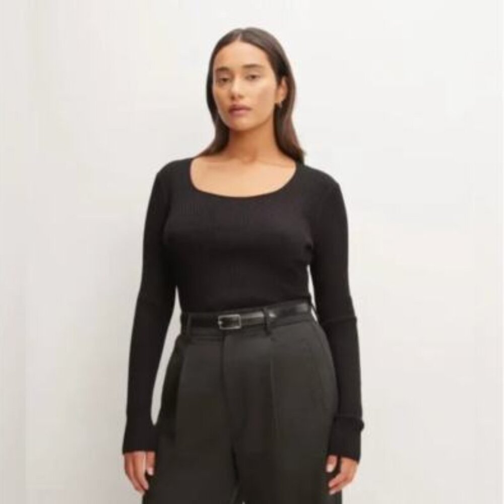 Everlane Ribbed Scoop Neck Sweater Black Size XS Extra Small NWT